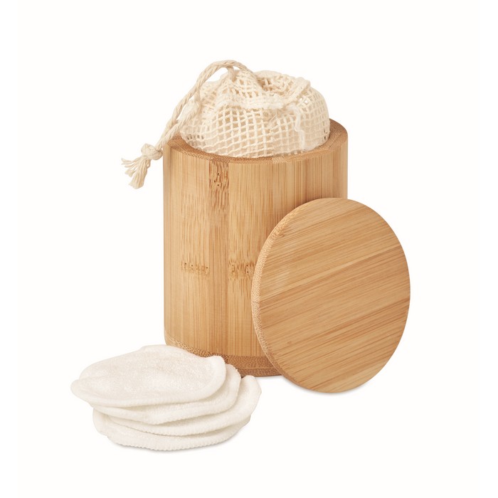 Caja bambú con 20 toallitas de fibra de bambú - Kairel